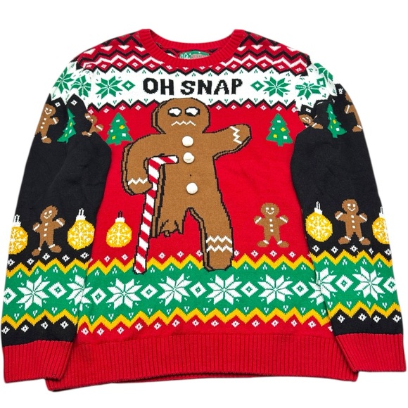 Ugly Christmas Sweater! “Oh Snap" Gingerbread Holiday Knit Pullover Size XXL - Picture 3 of 15